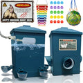 Chicken Feeder, Chicken Waterer with Float Controlled Automatic Set(3 Gallon/16 Pounds), Chicken Coop Accessories（Compatible with 5/8-inch and 3/4-inch Water Pipes, 60-inch Water Supply Pipe - color: Steel Blue