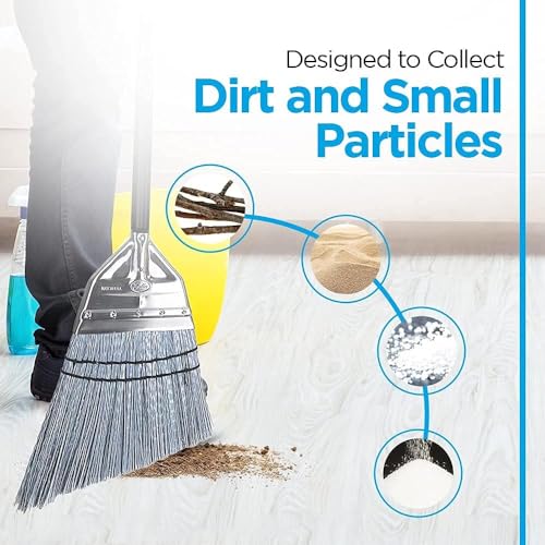 Fuller Brush Angle Broom – Heavy Duty Broom with Split End Bristles, Steel Handle, Indoor/Outdoor Floor Sweeper for Home, Garage, Patio