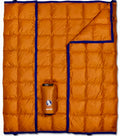 Down Camping Blanket 650 Fill Power - Ultralight Backpacking Quilt (1lb 6oz) Warm & Water-Resistant 20D Nylon Shell for Outdoors, Camping, Hiking, Travel, & Stadium - Packable - color: Burnt Orange