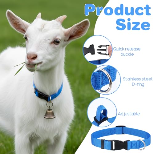 4 Pack Sheep Grazing Copper Bells & Adjustable Nylon Collar Set | Goat Collars with Bells, Bronze Bell for Find Your Animals Fast, Suitable for Small Newborn Animal Sheep Goat Cow Accessories