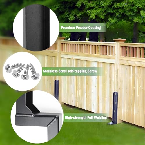 Fence Post Repair Stakes Kit, Black, 2-Pack | 1/8" Thickened Carbon Steel, One-Piece Structure, Heavy Duty Ground Anchor, For Broken/Leaning Privacy Fence & Mailbox Post - color: Black/2 Pack
