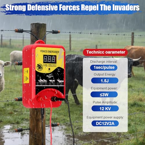 Electric Fence Charger for Livestock(with Grounding Rod), Electric Fence Charger, Fence Energizer 12KV Repel Predators, Fence Charger Ensure Secure Livestock Containmen,Supply for Diverse Farm - size: style 2