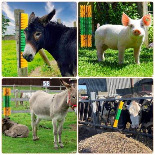 Livestock Scratch Brush Animal Back Scratching Brush for Cow | Livestock Grooming Brush Farm Animal Scratcher Livestock Itch Reliever Farm Mount‑able Brush Animal Self‑Groomer - color: Yellow-Green, size: 4pcs