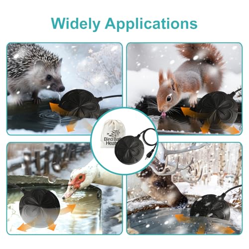 110W Bird Bath Heater for Outdoors in Winter, Submergible Cast Aluminum Chicken Water Heater with Thermostatically Controlled Bird Bath Deicer Pond Deicer for Livestock - color: BLACK