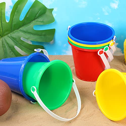 Didaey 24 Pcs 5 Inch Beach Buckets Bulk, Colorful Mini Sand Pails, 4 Colors - color: 4 Colors