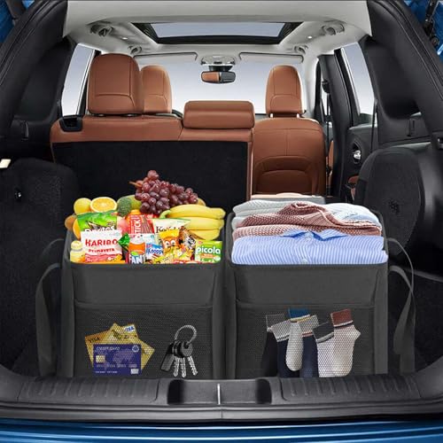LHZK Standing Extra Large Utility Tote Bag with Metal Wire Frame and the Sides Rinforced, Extra Large Tote Bag with Handle, Reusable Grocery Bags Foldable, Beach Bag, Car Tote (Black, 26''x15''x13'') - color: Black, size: 26''x15''x13''-1 Pack