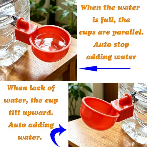 Chicken Waterer Cups, DIY Automatic Poultry Watering Bowl Device | Large 6pcs Turkey Waterer Feeder, Poultry Watering System Water Feeder Kit Suitable for Duck, Chicks, Goose, Bunny and Bird