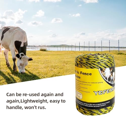 Upgraded Electric Fence Polywire 330 Feet，100 Meter，6 Stainless Steel Strands for Reliable Conductivity and Rust Resistance，Portable Electric Fence Rope - size: 330 Feet/100 Meters