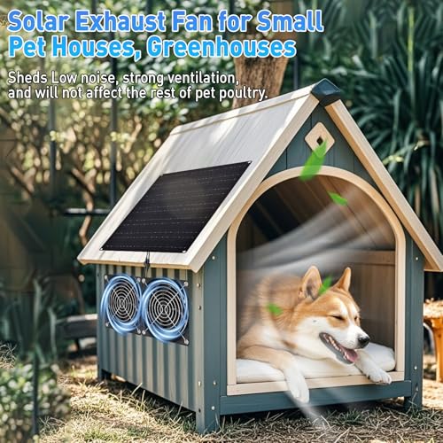 Solar Powered Fan, 15W Solar Chicken Coop Fan,Waterproof Ventilation Exhaust Fan for Outdoor Shed Chicken Coops Greenhouse Doghouses Pet House for Intake or Exhaust Air Cooling - size: 4.7" 2 Fan Kit