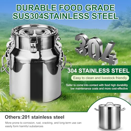 Upgrade 2-in-1 Goats and Cows Milking Machine, 3.7Gal/14L Food-Grade Stainless Steel Bucket with 5200mAh Built-in Rechargeable Battery, 4 Teat Cups, Cordless Pulsation Vaccum Electric Milking Machine - size: 14L