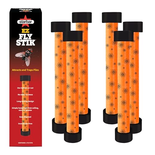 Starbar EZ Fly Stik Fly Trap Sticks, 6-Pack, 8-Inch, Insecticide-Free