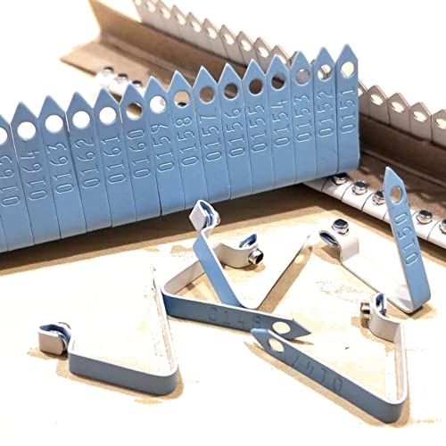 Pinnon Hatch Farms Custom Engraved Aluminum Zip Wing Bands Chicken Poultry Duck Peacock Identification Tags Text with or Without Artwork (100, Light Blue) - color: Light Blue