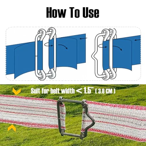 Electric Fence Polytape Splicer, 1-1/2 Inch, 10 Pack | Polytape Buckle, Galvanized Steel, Poly Tape Splicers, Fencing Polytape Connectors, Silver