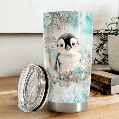 SANDJEST Penguin Tumbler 20oz Stainless Steel Insulated Coffee Travel Mug Cup for Women Girls Penguin Gifts for Birthday Christmas - color: Penguin