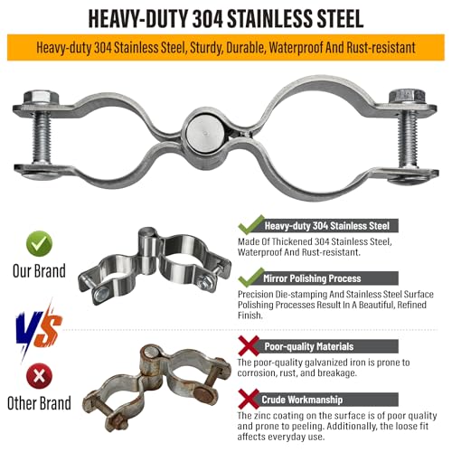 2 Pack 1-3/8" x 1-5/8" Chain Link Fence Gate Hinge, 304 Stainless Steel Heavy Duty Male Female Post Hinges with Bolts and Nuts - color: 1-3/8", size: 1-5/8 Inch