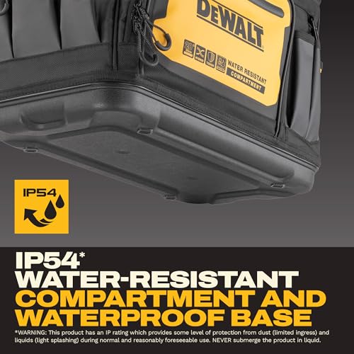 DEWALT Tool Bag, Water Resistant, Hard Bottom, 20-inch, Professional Tool Tote with Organization (DWST560104) - style: 20" Open Mouth Tool Bag