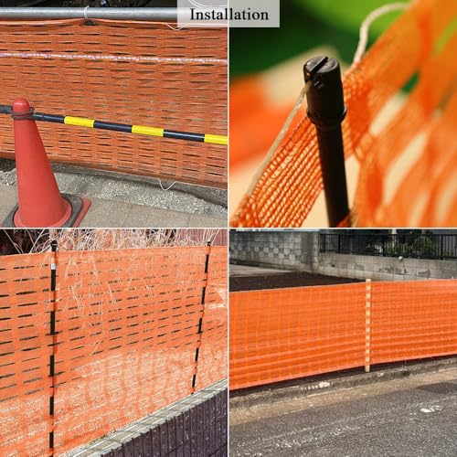 5 x 100 FT Orange Safety Fence, Plastic Construction Fence | Plastic Mesh Roll for Snow Fence, Driveway Marking, Hazard Areas, Work Zones & Property Boundary