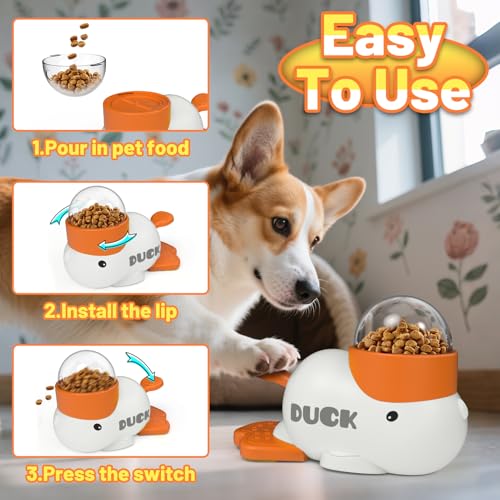 Dog Interactive Treat Dispenser Toy Food Puzzle Slow Feeder Duck-Shaped Dog Puzzle Feeders for Small Medium Dogs Cats IQ Training Reduces Bloating for Healthy Eating (White) - color: WHITE
