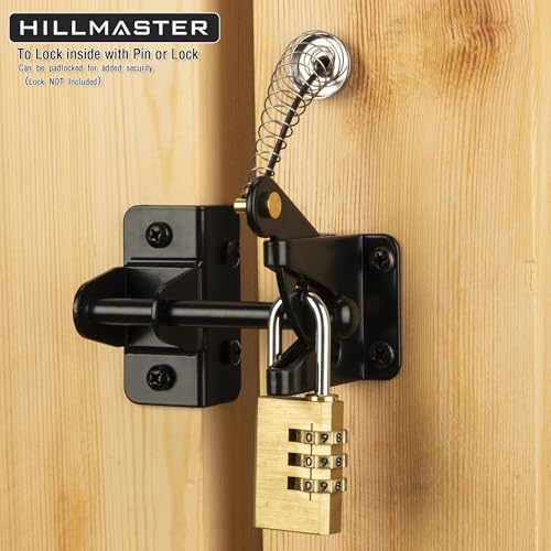 HILLMASTER Self Locking Gate Latch for Wooden Fence with Steel Spring Cable Pull,Heavy Duty Gravity Fence Latch for Metal Gates,Vinyl Fence,Gate Hardware Gate Door Lock for Outdoor Pool,Black Finish - style: Ring Pull