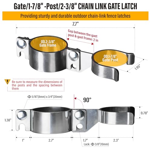 2-3/8" x 1-7/8" Chain Link Gate Latch Heavy Duty Stainless Steel Fence Gate Fork Latch Hardware with Padlock Hole 1pcs - color: 2-3/8"x1-7/8"