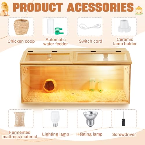 CroBlissful 32 x 16 x 16 in Brooder Box for Chicken Quails with Leg Stand Sliding Door, Bulb Set and Feeder, Indoor Chicks Coop Brooder Box Kit, for Ducks, Rabbit, Hamsters, Lizards, Mice, Rat - color: Wooden, size: 36.6"L x 17.7"W x 4.7"H, style: Table L
