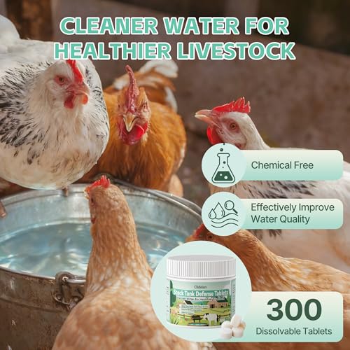 Stock Tank Defense Tablets – Stock Tank Care for Livestock Water Troughs – Helps Reduce Visible Buildup & Sludge – Easy Routine Care for Horses, Cattle, Goats & Chickens, 300 Count