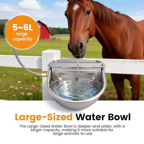 Large Automatic Dog Water Dispenser Outdoor, with Float Valve | Heavy Duty 304 Stainless Steel, Auto Refill Water Bowl, For Dogs Cats Pig Cow Goat Sheep Deer Chicken