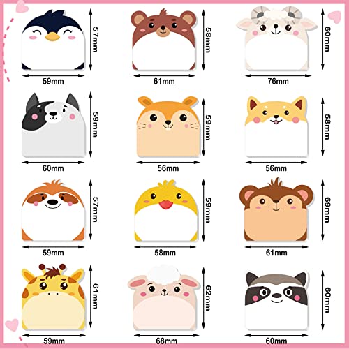 Yinder 24 Pad Cute Animal Sticky Notes Kawaii Animal Sticky Note Pad Bulk | Fun Cartoon Memo Pad Self Adhesive Tab Back to School Gift for Teacher Student Classroom Veterinary Cat Office Supplies - style: Multi Animals