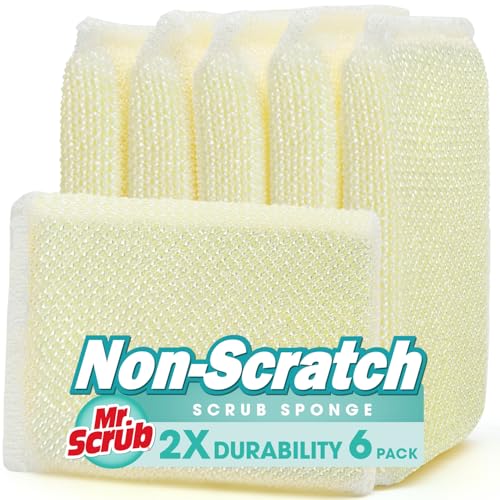 Sponges Kitchen Scrub Dish Sponge Scouring Pad, 6 Pads Cleaning Brush Dishwasher Soap Supplies, Dishwashing Dinnerware Towels Sink Pan Pot Cloth Rags Holder Bathroom Bathtub - size: 6 Pack