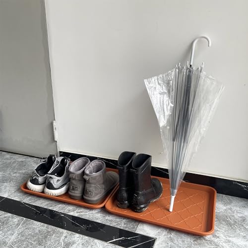 PetLike Boot Trays for Entryway Indoor, Pet Food Mat Trays, 16.7 x 12.8 inch 2 Packs, Waterproof Rubber Shoe Tray for Indoor and Outdoor, Multi-Purpose Tray for Boots, Shoes, Pets, Garden - color: Terracotta, size: 16.7x12.8 INCH