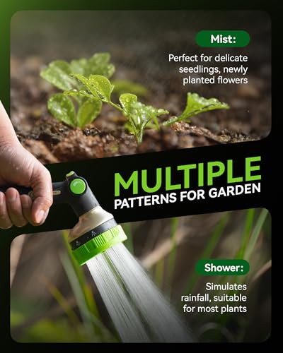 RAINPOINT Hose Sprayer Nozzle Heavy Duty - 8 Spray Patterns Garden Hose Nozzle with Adjustable Flow Control for Watering Plants, Washing Cars,Washing Pets, Thumb Control (Olive Green) - color: Olive Green
