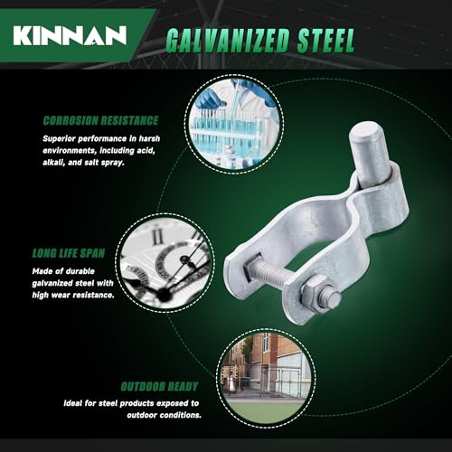 KINNAN 1-5/8" Chain Link Fence Gate Male Hinge, Heavy Duty Galvanized Steel, Gate Hinges with Bolts and Nuts, Durable Fence Hardware for Secure and Long Lasting, Easy Installation (2 Pack) - size: 1-5/8