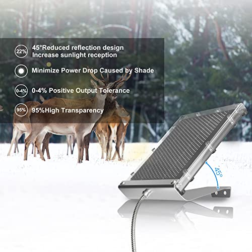 POWOXI 12V 1.7W Deer Feeder Solar Panel Waterproof with Bracket & Clip | Outdoor for Deer Feeder | 95% Clear PC Panel | Fast 12V Charge | IP65 Waterproof | Stainless Bracket & Alligator Clip - size: 12 volt