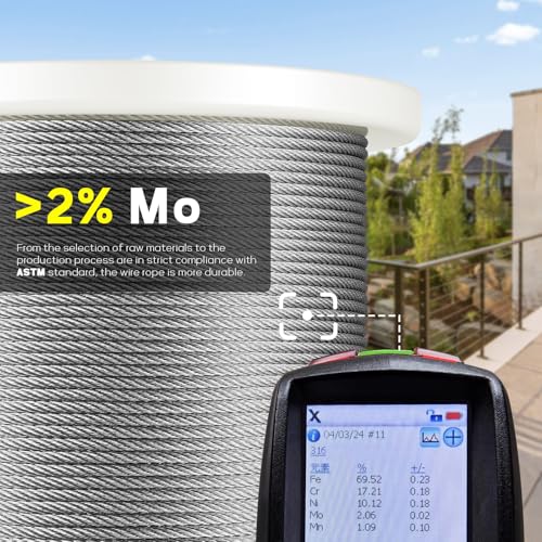 KALLDSY 400FT 1/8" Stainless Steel Cable for Railing, 7x7 Wire Rope | Marine-Grade T316 SS, High Strength, Flexible for Deck Cable Railing System Kit, DIY Balustrades, Comes with a Cutter - size: 400 ft
