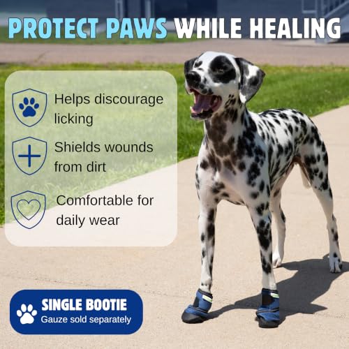 Healers PetCare Medical Dog Boot, Single, No Gauze, Large | Single bootie, gauze sold separately, breathable knit, non-slip rubber sole, adjustable Velcro strap - size: Large