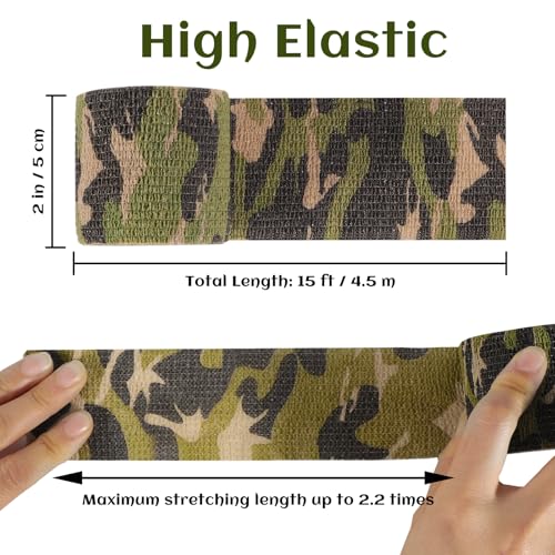 24 Rolls Elastic Self Adhesive Bandage Wrap 2 inch, Breathable Non Woven Cohesive Bandage, Vet Wrap for Dogs, Ankle Sprains Swelling Tape, Sports Athletic Tape (Jungle Camo) - color: Jungle Camo