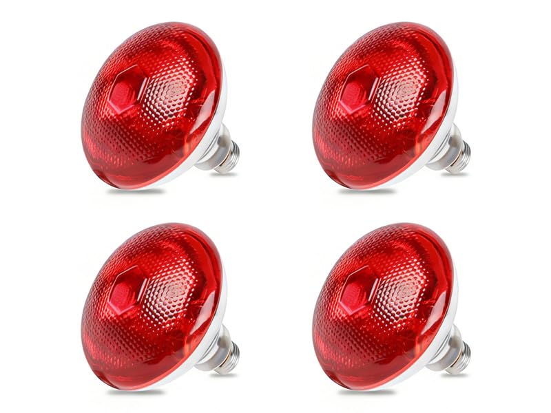 4 Pack 250W Chicken Heat Lamp Bulbs, Infrared Heat Lamp for Chickens, Heat Light Bulb for Brooder Coop, Food Service, Chicks, Pet, Reptile