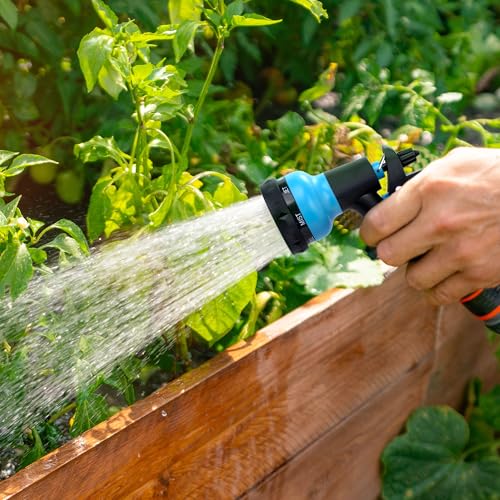 NEXCOVER Hose Nozzle, Garden Hose Nozzle - 7 Adjustable Watering Patterns, Heavy Duty Hose Nozzle Sprayer, Garden Sprayer Hose Attachment for Car Washing,Watering Plants,Pets Showering,Lawns Cleaning - color: Sky Blue