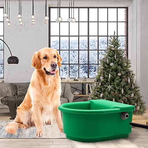 Automatic Heated Dog Waterer Bowl Feeder Constant Temperature Dispenser 3L Outdoor Thermal Bowl with Float Ball Valves for Pet Dog Horse Cattle Goat Sheep (Green) - color: Green