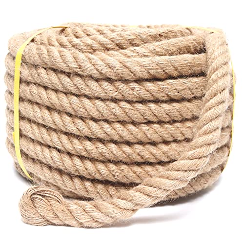Heavy Duty Jute Rope - 3/4 Inch, 100 Feet, Natural Hemp for Crafts, Gardening, Bundling & Home Decor - size: 100Ft, style: 3/4 Inch