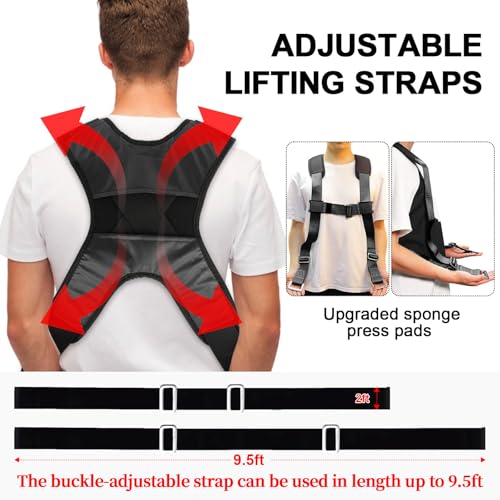 Furniture Moving Straps with Chest Buckle,Lifting Strap for 2 Movers,Shoulder Moving Straps with 1-Person Lifting Strap, Adjustable Easily Lifting and Moving for Mattresses, Appliances, Heavy Object - color: Black