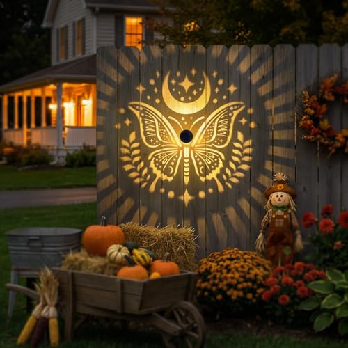 Gardsee Solar Fence Lights Outdoor 2 Pack Deck Step Wall Lights Butterfly Metal Waterproof LED Warm Yellow Light for Garden Post Patio Backyard Yard Decor (Black 1) - style: black 1