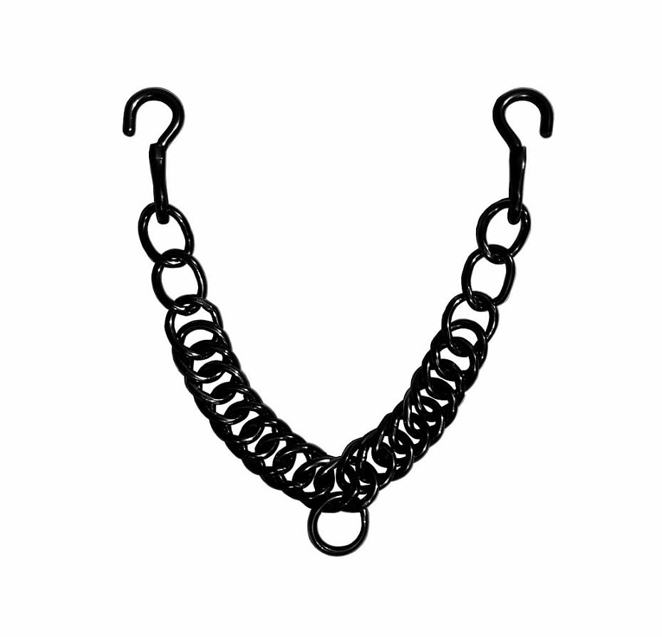 Black Horse Chain for Bit Western English Bit, Horse Curb Chain Stainless Steel Double Link with Hooks