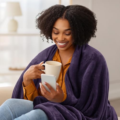 Utopia Bedding Ultra Soft Fleece Bed Blanket Throw Size Purple (50x60 Inch) | Microfiber Plush Warm Lightweight Breathable Cozy Blanket Anti-Static, All Season Use, Gift for Women and Men - color: Purple, size: Throw (50x60 Inch)