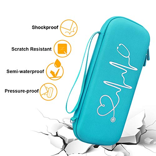 BOVKE Stethoscope Case for 3M Littmann Classic III Monitoring, Lightweight II S.E, Cardiology IV Diagnostic, MDF Acoustica Stethoscopes, Extra Room for Nurse Essentials and Medical Supplies, Turquoise - color: Turquoise