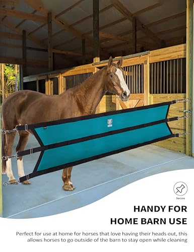 Harrison Howard Stall Guard for Aisle Home Barn Use with Sturdy Spring Hooks and D-Rings Adjustable Straps Aisle Stall Guard for Horses Dark Teal - color: Dark Teal
