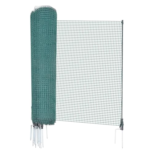 VEVOR Temporary Fence with Posts, 3 x 98.4 FT Plastic Mesh Fencing, Garden Safety Fences Netting with Double-Spike Stakes & Guy Ropes, Temporary Fence for Dogs, Chickens, Plants, Outdoor Yards - size: 36in*98ft