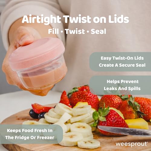 WeeSprout Leakproof Baby Food Storage - 12 Set, Small Plastic Containers with Lids, Lock in Freshness, Nutrients & Flavor, Freezer & Dishwasher Friendly, 4oz Snack Containers (Variety Matte) - color: Matte Variety