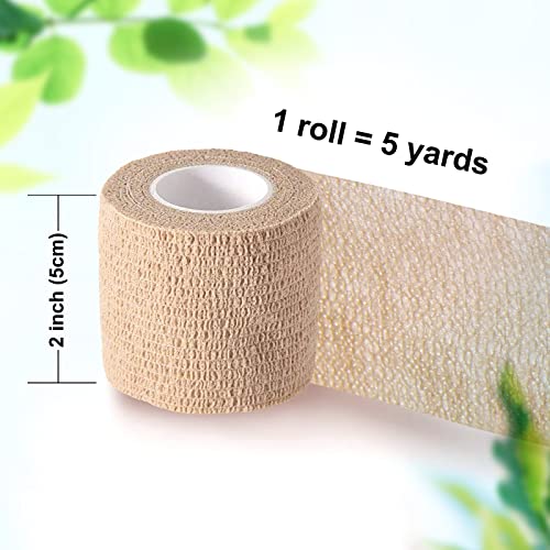 Self Adhesive Bandage Wrap, Self Adhering Bandage, Vet Wrap for Dogs, Self Adherent Cohesive Wrap Bandages for Sports, Athletic, First Aid, Wrist, Ankle, Tape, 8 Pack, 2 inch - size: 2 Inch (Pack of 2)
