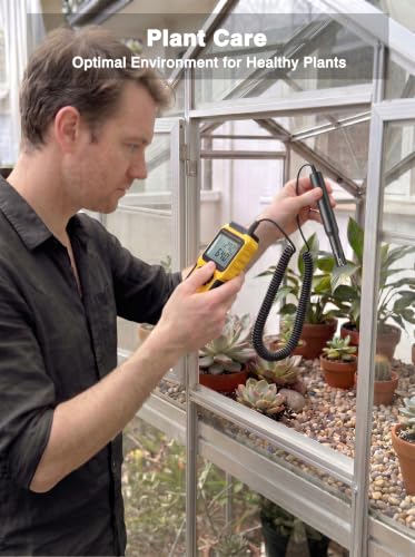 MT-93D Split Thermo Hygrometer HVAC Humidity Meter, Dew Point and Wet Bulb Temperature Reader, Flexible Spring Cord air Temp Probe, Backlit LCD, Data Hold MAX/MIN, ℃/℉, humidifier Greenhouse